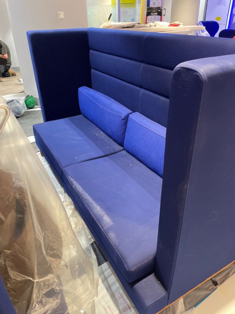 Blue High-Back Office Sofa – Good Condition