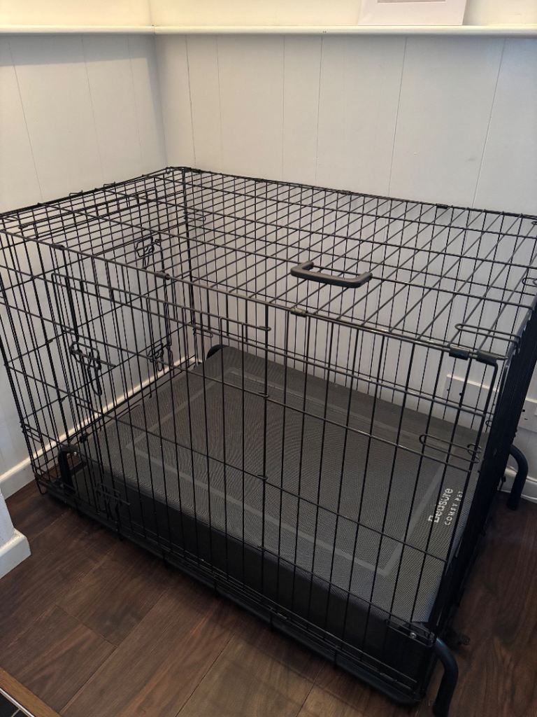 dog crate and bed