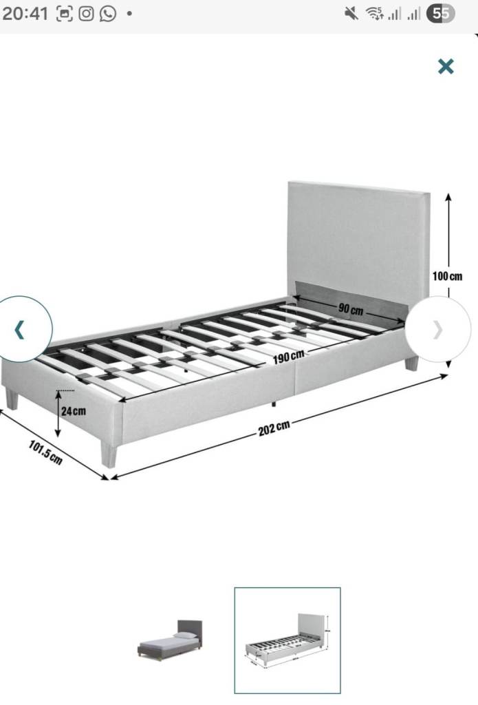 Argos Bed in a Box Single Frames – Grey, Excellent Condition