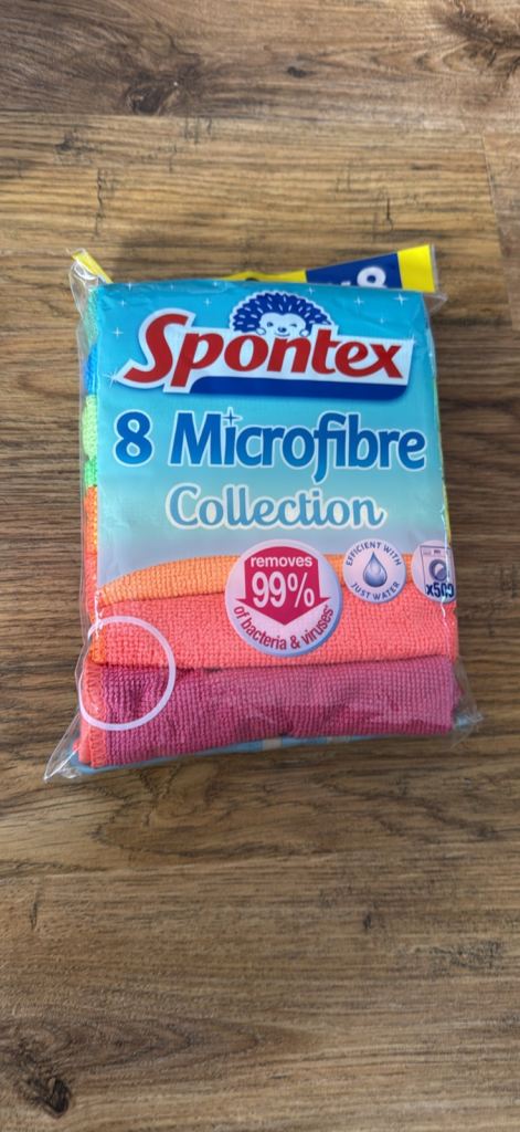 Spontex 8 Microfibre Cleaning Cloths – Brand New Pack