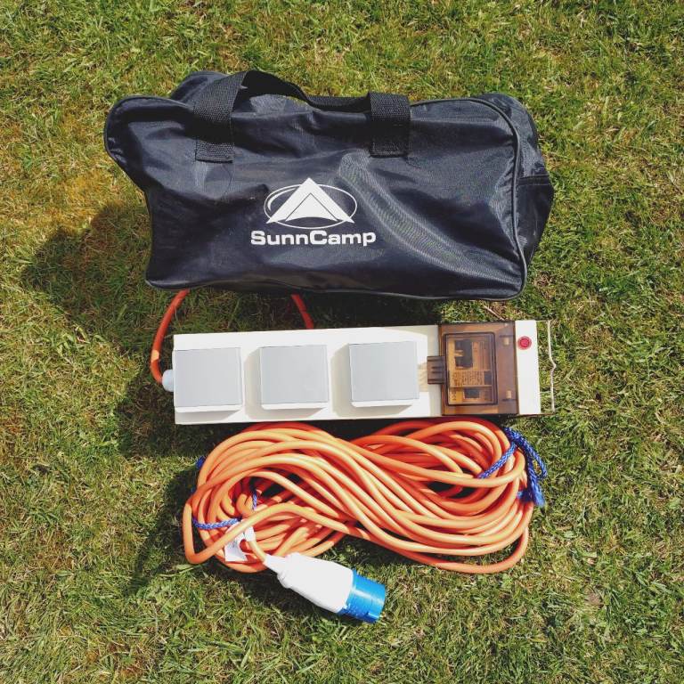 Mains electrical supply extension unit with RCD for your tent/trailer
