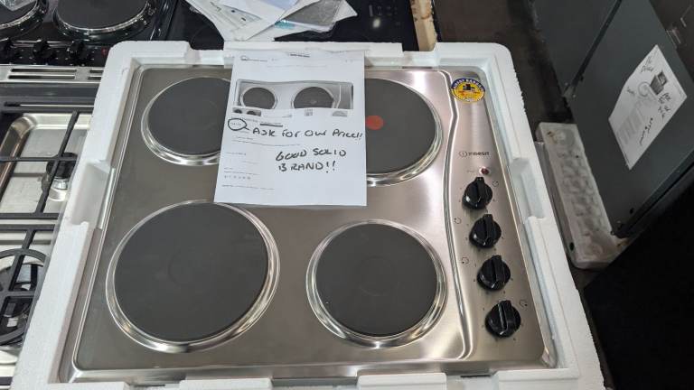 INDESIT TI60X 4 ZONE S/S 60CM ELECTRIC HOB-6 POWER LEVELS-NEW BOXED-WOW-FAB