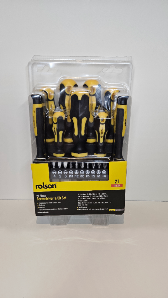 Rolson 21 Piece Screwdriver & Bit Set – Like New
