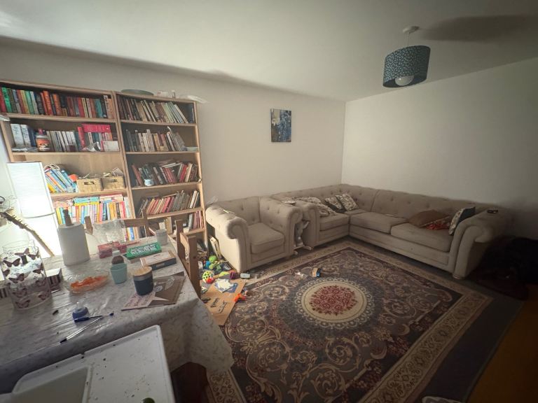 Comfortable Beige Corner Sofa with Armchair Section