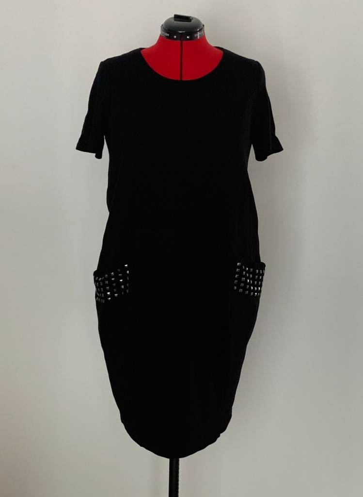 Black Pocket Stud Detail Slouch Dress from Roman UK size 16
