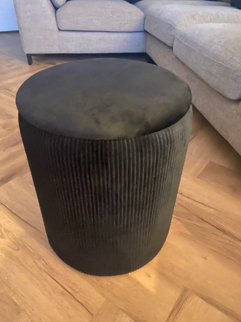 Black velvet storage footstool