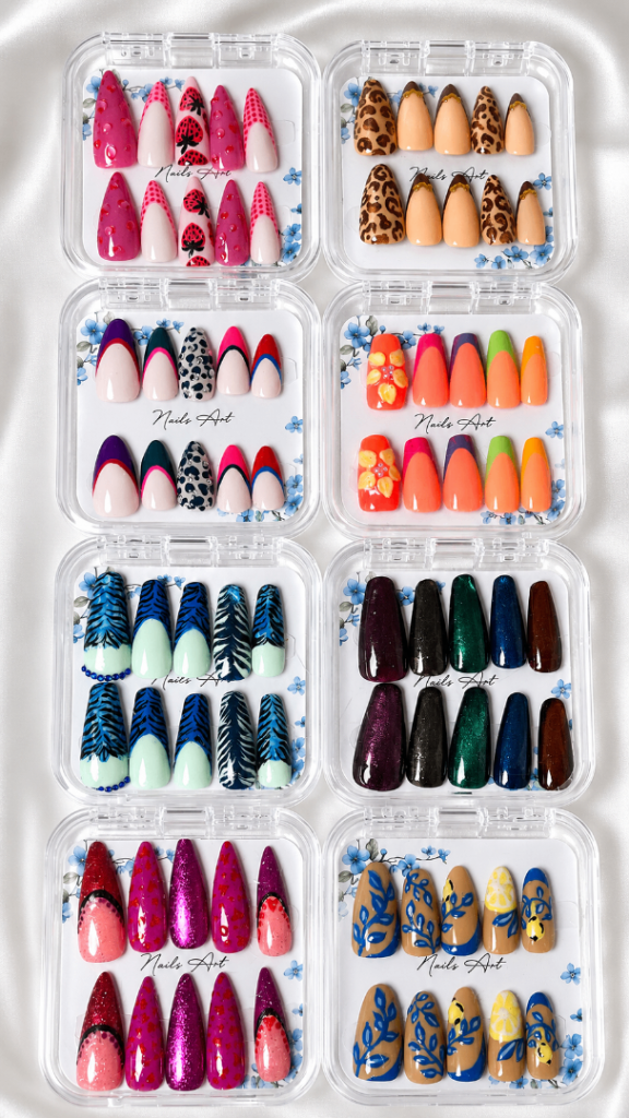 Hand crafted press on nails