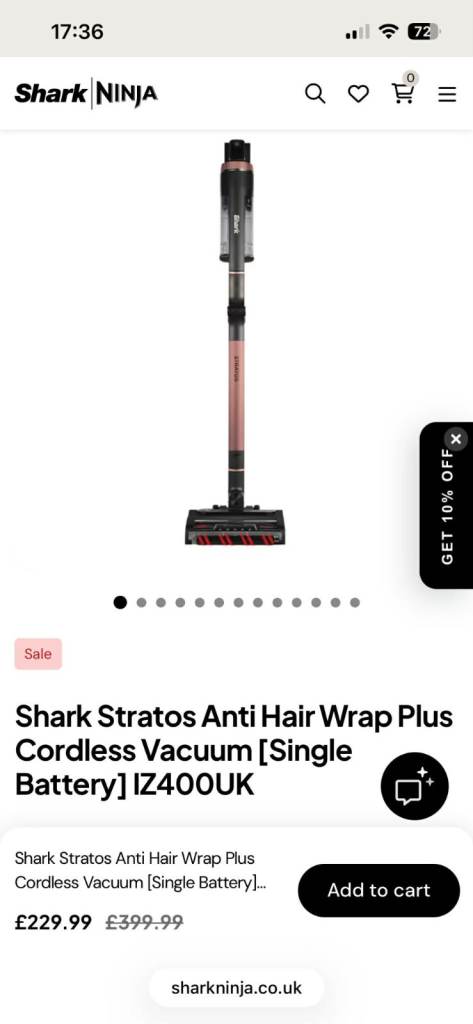 Shark Stratos Anti Hair Wrap Plus Cordless Vacuum (New) Model IZ400UK