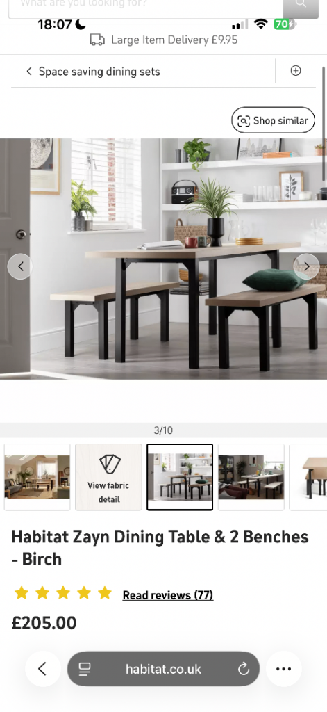 Habitat Zayn Dining Table & 2 Benches - Birch