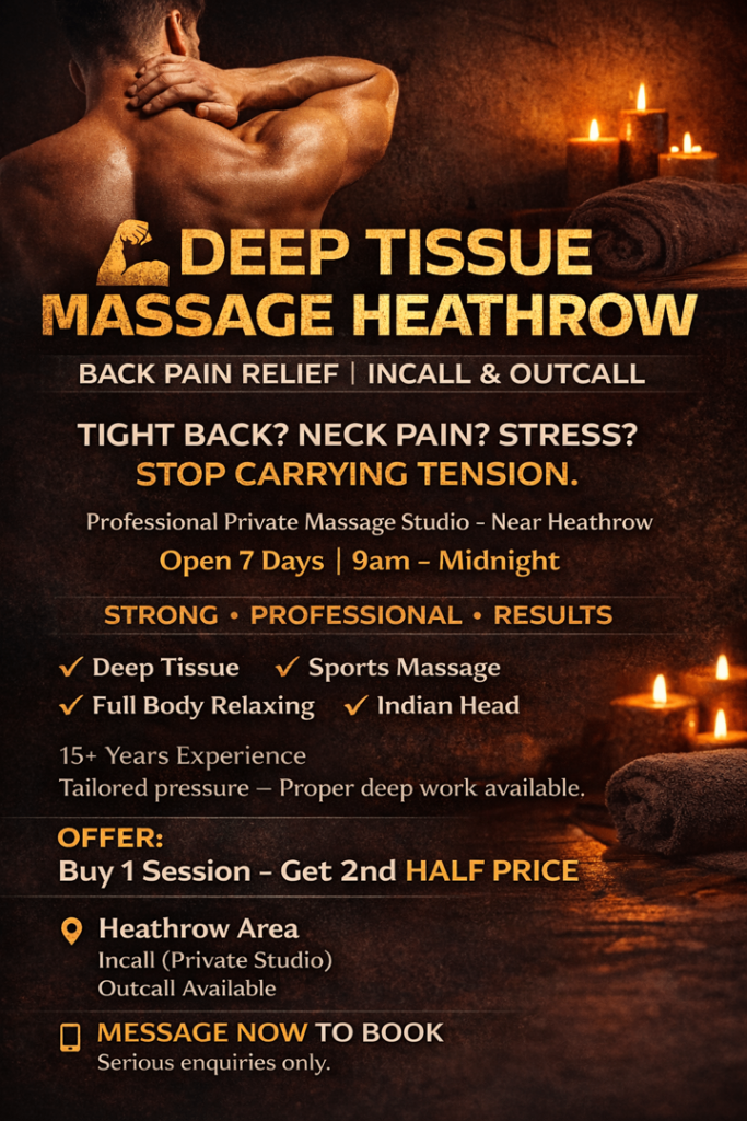 💆‍♂️Male Massuer  Relaxing Full Body Massage – Private Studio & Mobile (Heathrow)