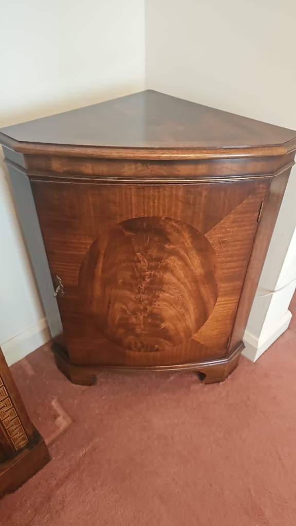 Vintage walnut corner cabinet