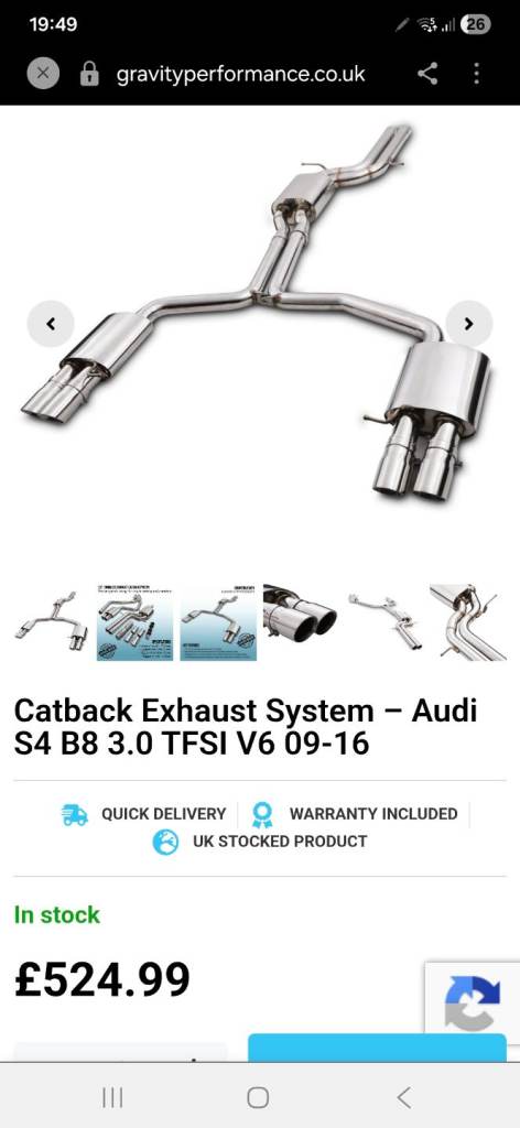 Audi s4 exhaust sytem 09-16 3.0