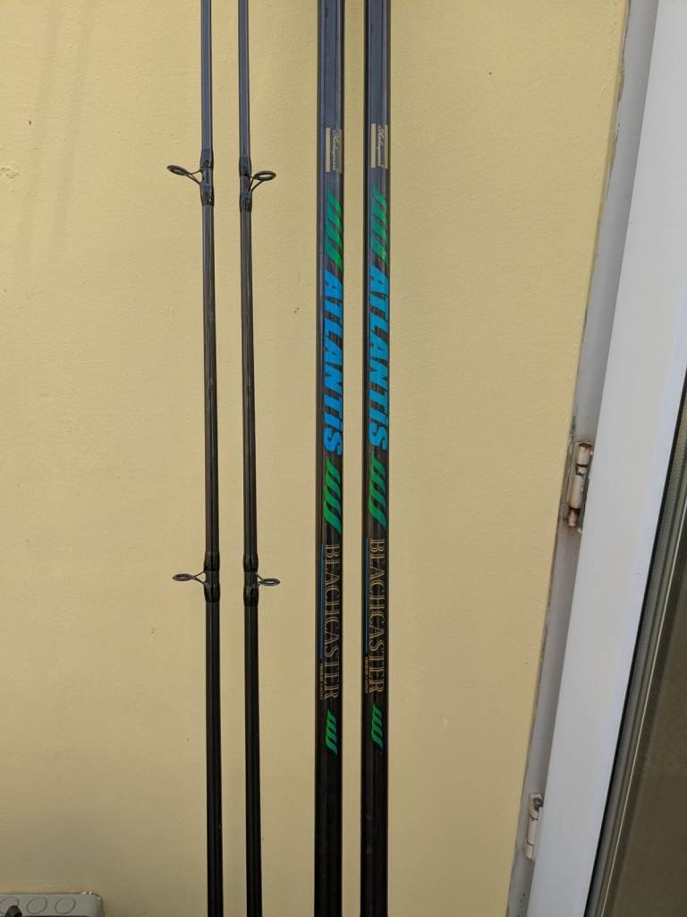 x2 shakespeare ATALANTIS 13foot beachcaster fishing rods ,proper fishing rods ,rare