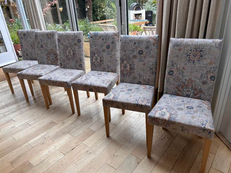 John Lewis. Dinning Chairs. Newly Upholstered in Jocasta by Colefax and Fowler