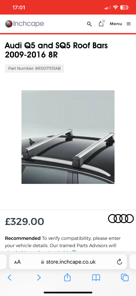 Audi Q5/SQ5 Roof Bars