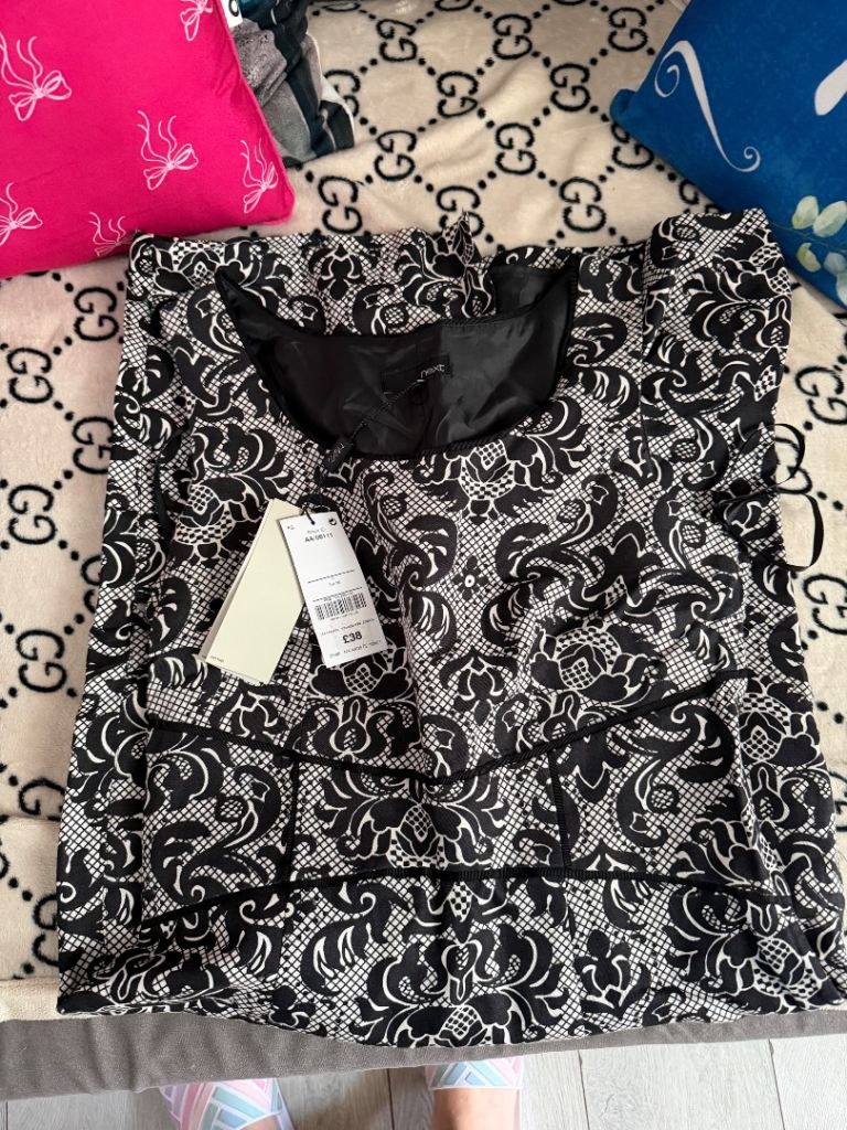 Next Black and White Patterned Dress – New with Tags