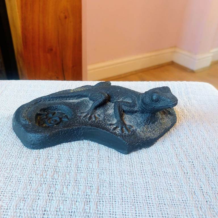 image for Unusual Black Stone Lizard Sculpture 