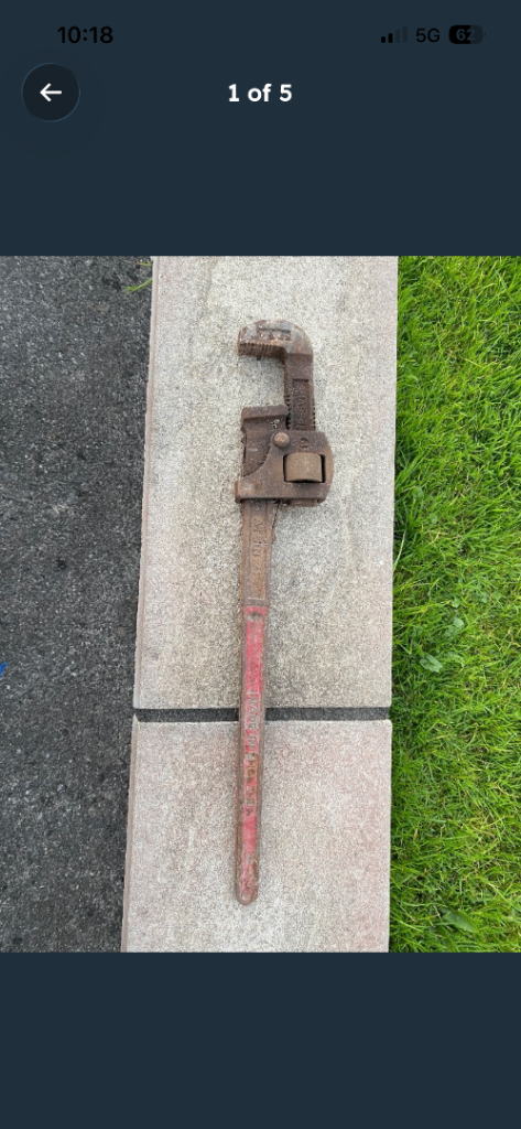 Vintage harwin 24-inch Pipe Wrench - Made in England