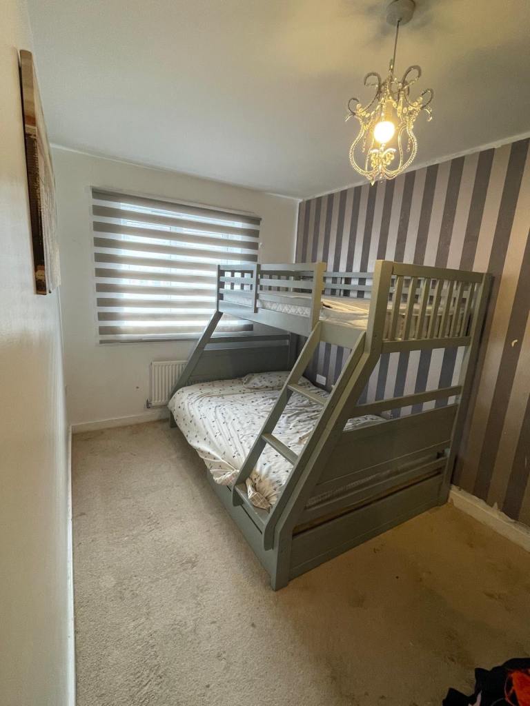 image for Solid Triple Bunk Bed – Single Over Double – Grey