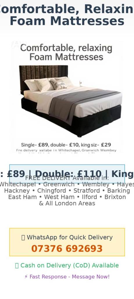 Memory foam double mattress 