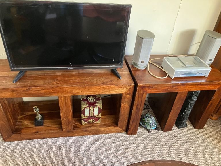 2 Solid Wood Shelving Units/Side Tables