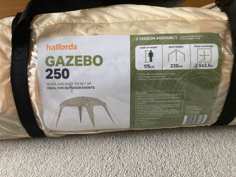 Halfords Gazebo 250 – New, Easy Set Up