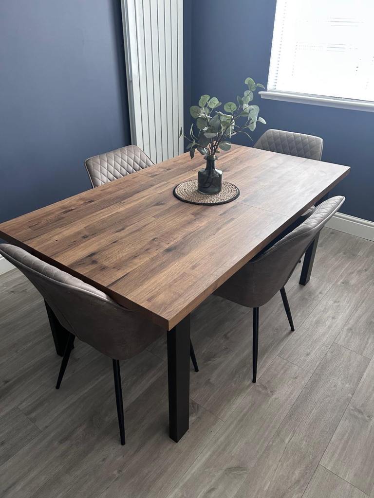 Modern Wooden Dining Table and 4 Chairs – As New