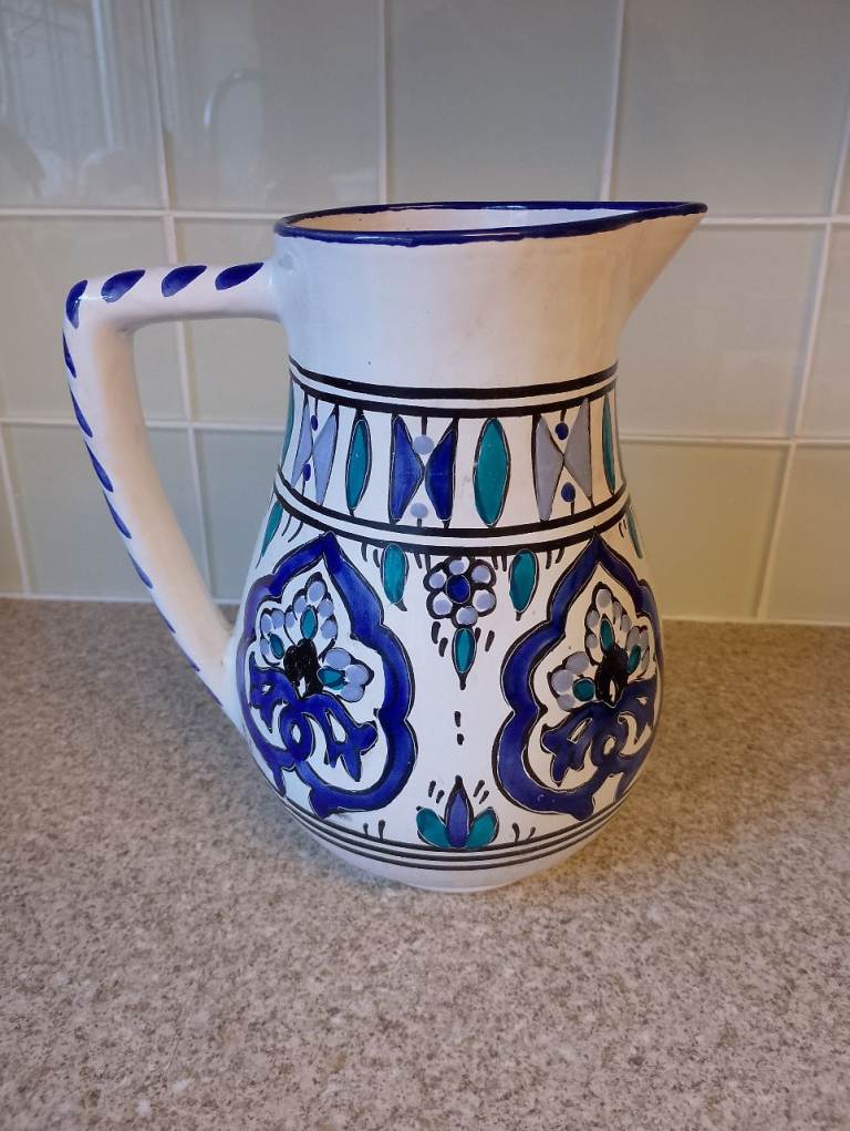 Hand-Painted Ceramic Tunisian Jug