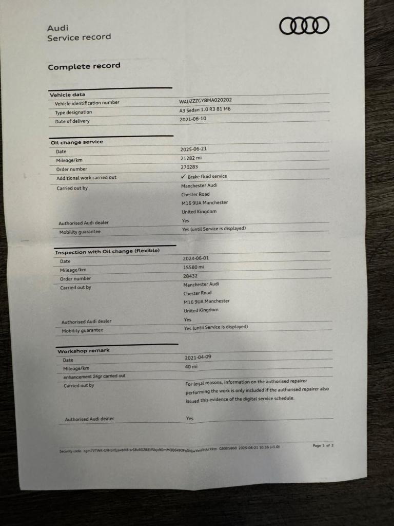 2021 Audi A3 30 TFSI Sport 4dr SALOON PETROL Manual