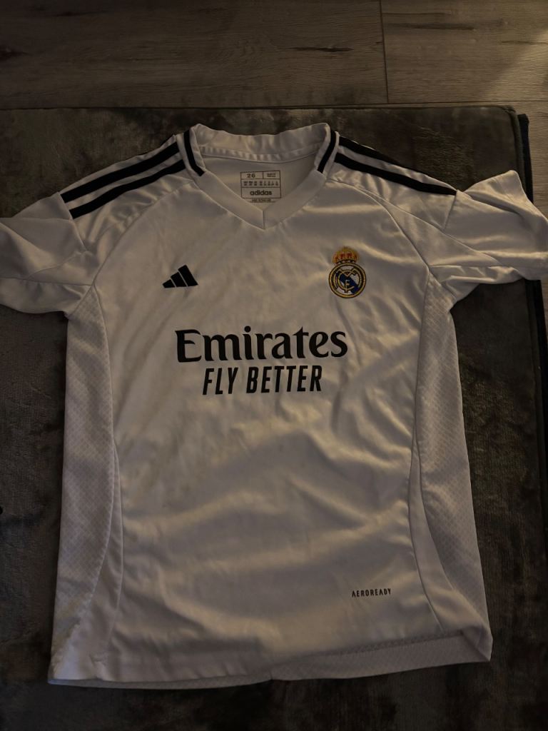 Adidas Real Madrid Football Shirt - White, Good Condition