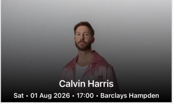 standing Calvin Harris Concert Ticket – Barclays Hampden, 1st Aug 2026