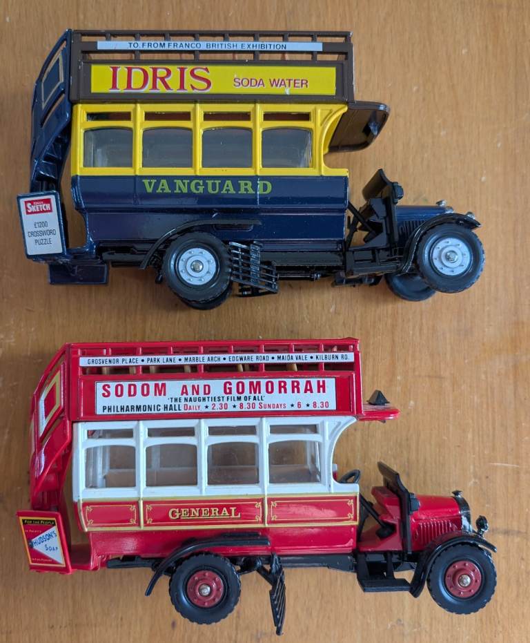 2 x Corgi Large Vintage Double Decker Buses - Vanguard & General - Made in GB