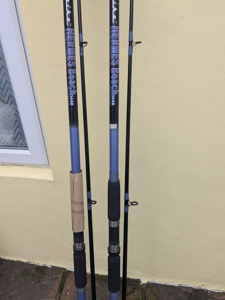 x2  KOIKE hermes 12 foot beachcaster fishing rods new unused £40 for the pair