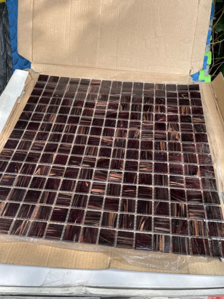 Glass mosaic on mesh tiles for bathroom or kitchen 