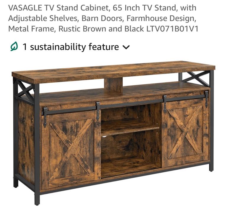 image for Vasagle Tv Stand/ Cabinet Rustic Brown