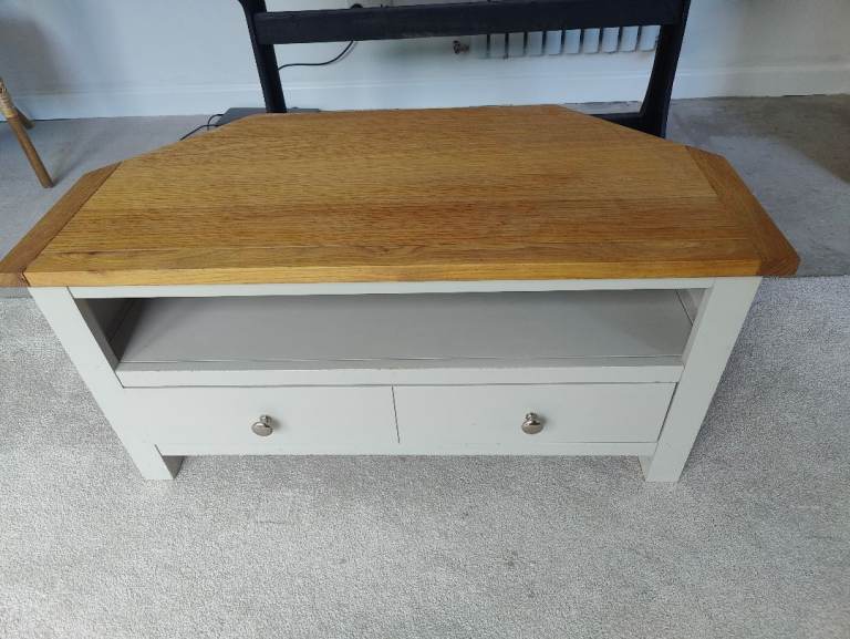 Grey TV unit with Oak worktop Dunelm 
