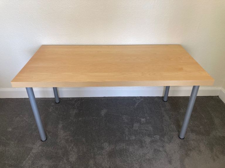 Light Wood Desk / Table with metal legs