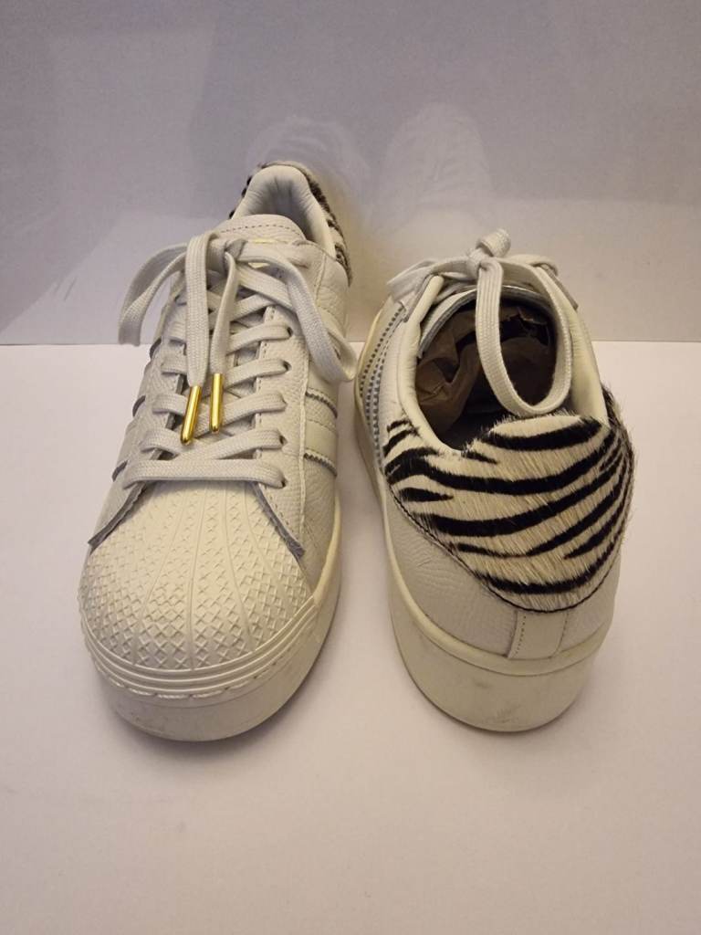 Adidas Original Superstar Bold Zebra Print White Tint Womens Shoes Sneaker