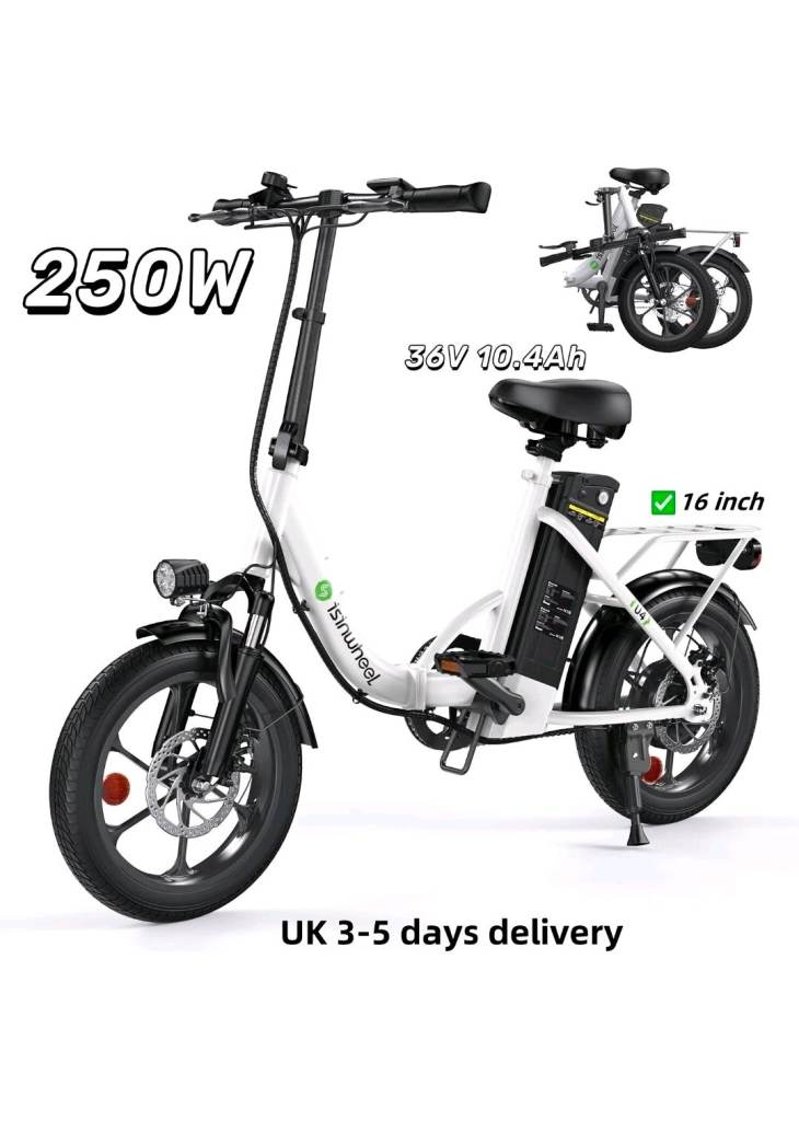 U4 Electric Bike, 16" Portable Electric Bicycle with Removable Battery