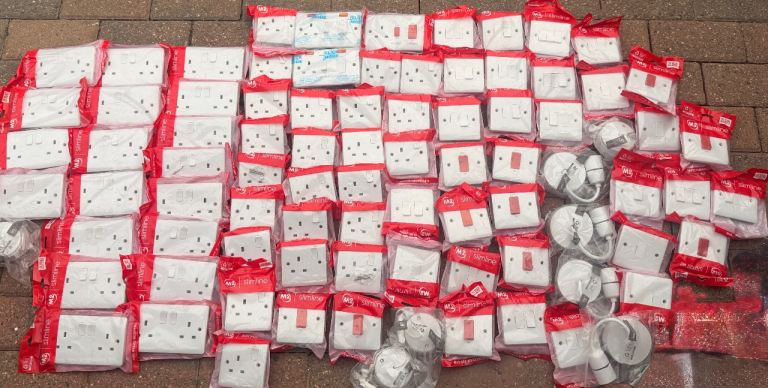 Job Lot of New White Electrical Sockets and Light Fittings