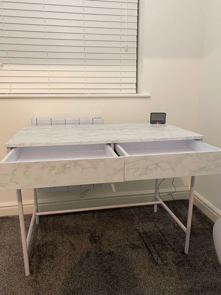 Marble Effect Desk - 2 drawers