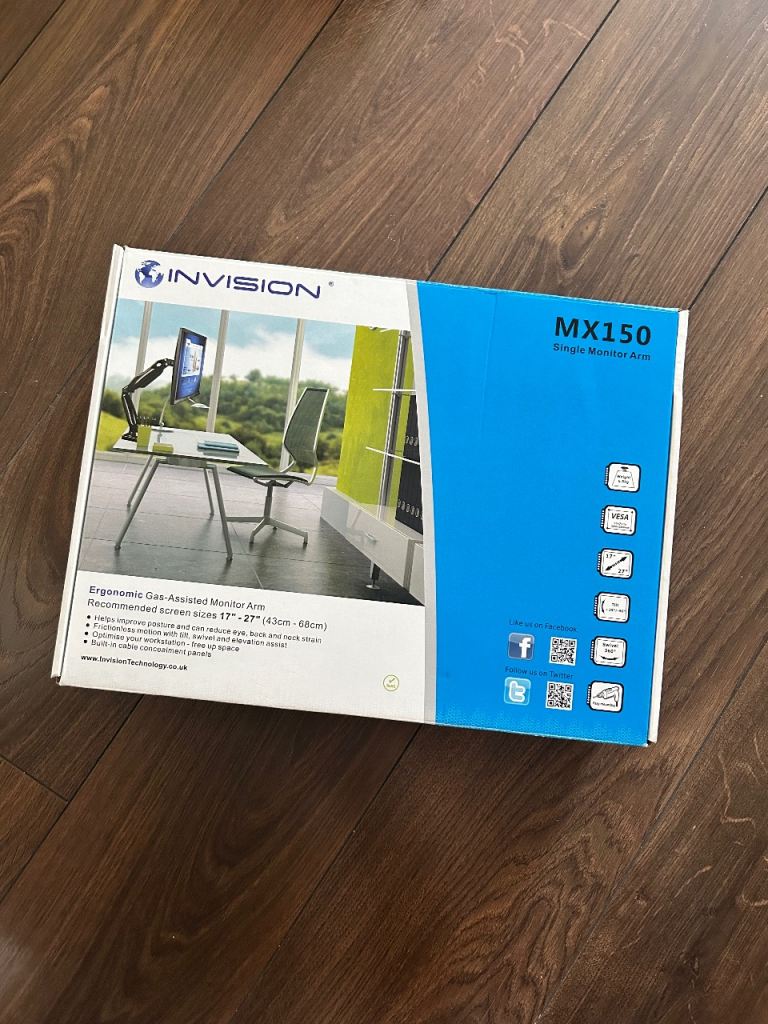 Invision MX150 Single Monitor Arm – Great Condition, Boxed