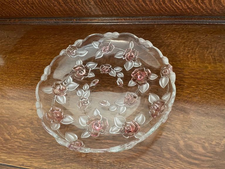 image for Large floral glass serving platter