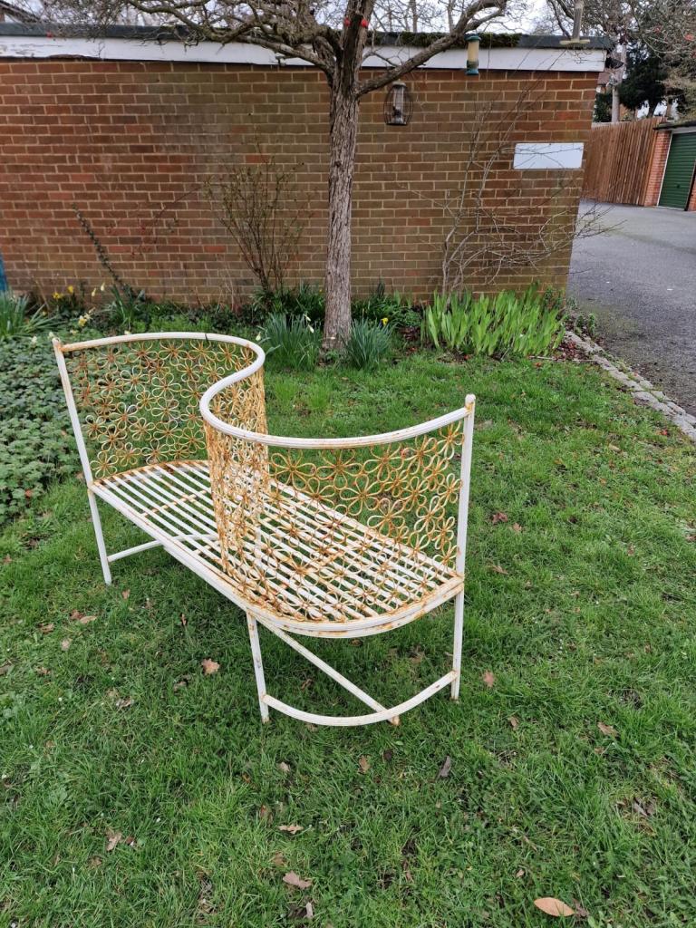 Vintage Metal Garden Love Seat / Bench 