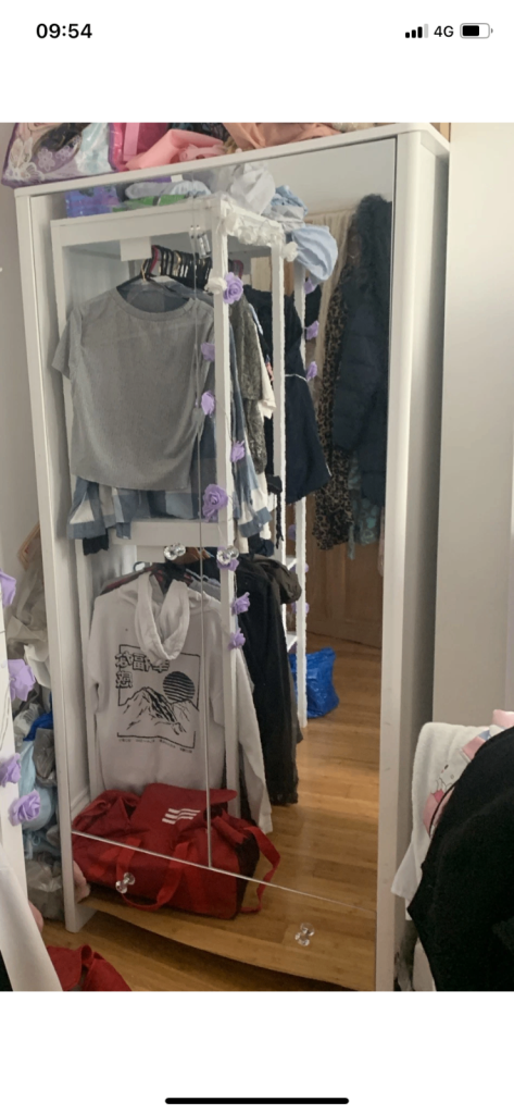 White Crystal Mirrored 3 Piece Bedroom Furniture Wardrobe Drawers Girls Bedroom