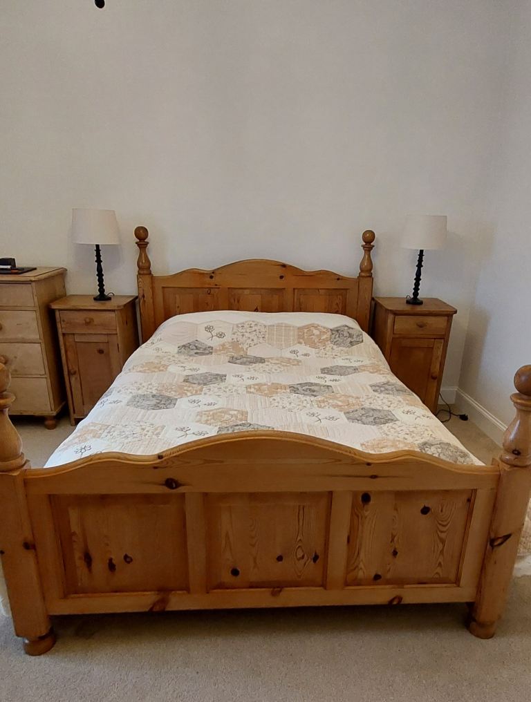 2 solid pine double bed frames