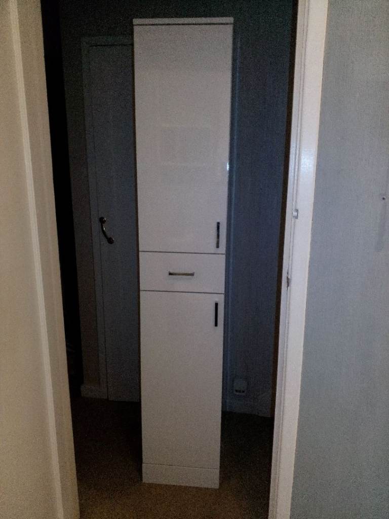 White Tall Storage Cabinet – As New