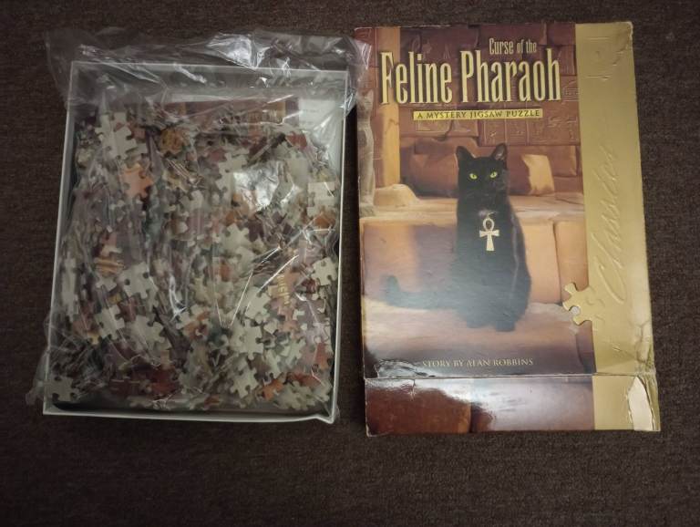 UNUSED NEW Vintage 1998 Classic Mystery Jigsaw Puzzle by Alan Robbins: The Curse of Feline Pharaoh
