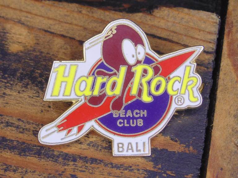 (#B510) Hard Rock Hotel Bali  Beach Club 1998 Surfing Octopus Logo badge (Pick up or post, Dy4 area)