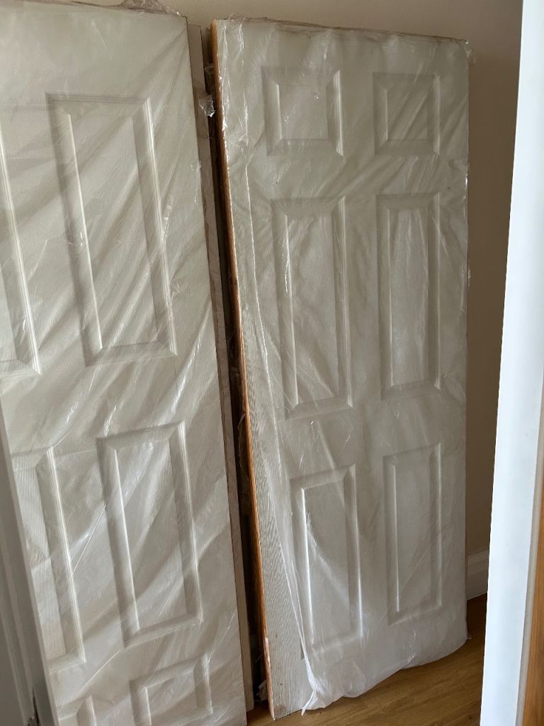 Unused White Internal Doors – Still Wrapped, Six Panel Style